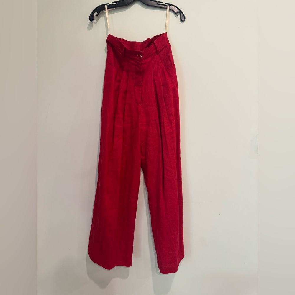 High waisted cotton wide leg pants